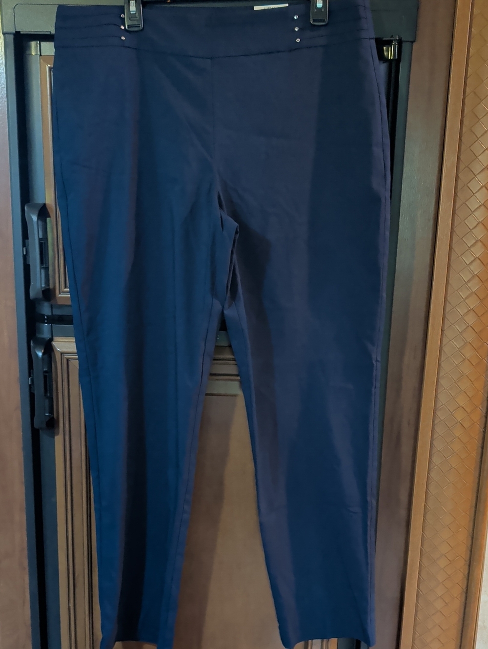 JM Collection Navy Blue Stretch Pull-On Trousers